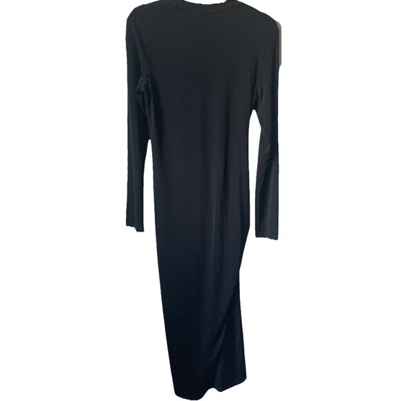 NEW, ALLSAINTS RIVI DRAPED LONG SLEEVE MIDI DRESS IN BLACK SIZE 8 US - Picture 6 of 7